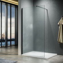 (800x1900mm) ELEGANT Walk-In Shower Screen, 8mm Frosted Tempered Safety Glass Shower Screen Panel with Black Stabilising Support