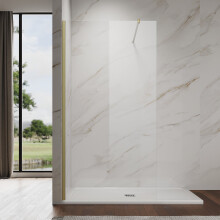 (900x1900mm) ELEGANT Gold Walk-In Wet Room Shower Screen 8mm Easy Clean Toughened Glass Panel for Modern Bathroom