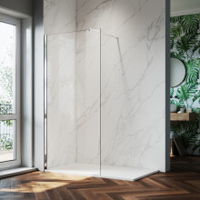 (800x1900mm) ELEGANT Walk-In Shower Screen – 6mm Toughened Safety Glass Wet Room Panel with Support Bar