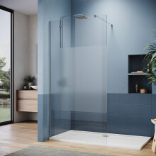 (800x1900mm) ELEGANT Frameless Walk In Shower Panel, 8mm Half Frosted Safety Glass Screen, Easy Clean Wet Room Shower Enclosure
