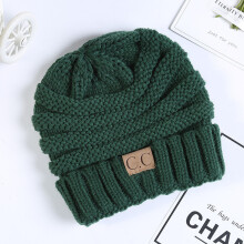 (Green)Chapéu de malha moda infantil quente cor sólida moda simples e confortável
