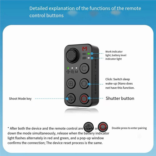For  Pocket3/4/4P Wireless  Remote Control for  Action 4/5 Pro/6/Osmo 360/ Action Camera Remote OTA B