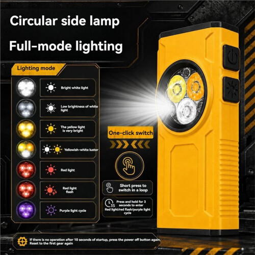 Magnetic Keychain Work Light Super Bright 3-LED Pocket Flashlight USB-C Rechargeable  Torch for Repair 2