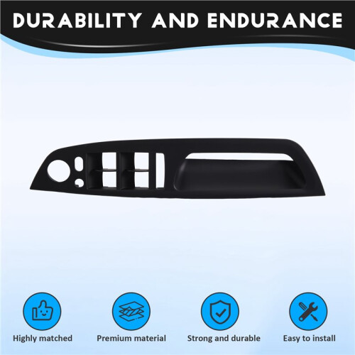 LHD Car Interior Door Pull Handle Inner Armrest Panel Cover Replacement for  X5 X6 E70 E71 E72 2007-2013 Black 2