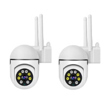 2ST 2MP WiFi-Kamera 1080P IP65 Trådlös PTZ Övervakningskamera med Infraröd Nattseende Tvåvägskommunikation Säkerhet CCTV