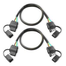 2 Pack 4Pin Trailer Extension Cable , 4 Pin Flat Trailer Light Plug Wire , 4 Way Connector Wiring Harness Extender