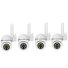4ST 2MP WiFi-Kamera 1080P IP65 Trådlös PTZ Övervakningskamera med Infraröd Nattseende Tvåvägskommunikation Säkerhet CCTV
