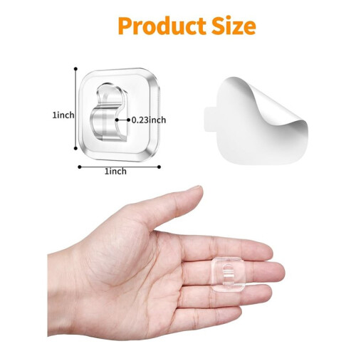 100 Pcs  Light Hooks with Adhesive Strips Indoor String Light Clips