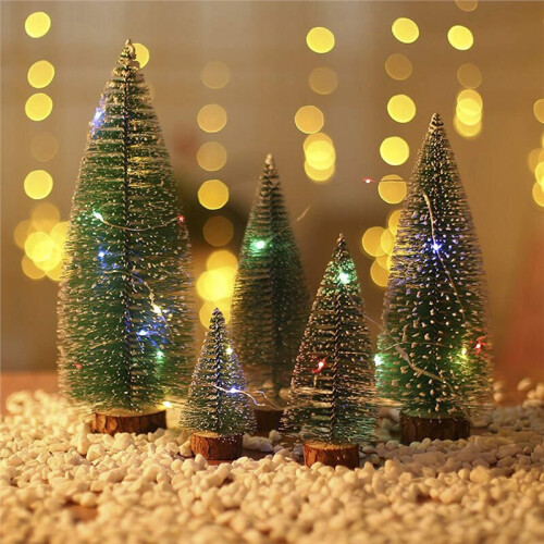 2pcs Artificial  Christmas Tree with LED String Light Decoration Ornaments for Home Desktop Decor 2
