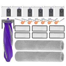 For Flow 2 - Standard Dock with Water Tank Vacuum Parts Main Side Brush Filter Mop Dust Bag Accessories 21pcs