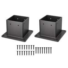 4x4" (Rzeczywiste: 3,6x3,6 Cala) Podstawa Słupka Ogrodzeniowego z Kołnierzem Metalowym, Ze Śrubami, do Balustrady Tarasowej