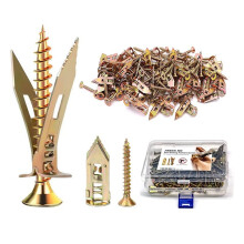 100PCS Set of Self-Drilling Drywall Anchors and Screws for Picture Frames, Furniture, Wall Coverings, and Hinge Repair