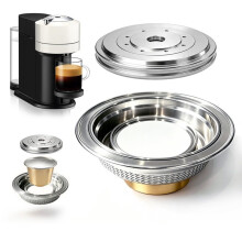 Kaffekapseladapter: Återanvändbar Adapter i 304 Rostfritt Stål för för Vertuo-Maskiner - 40 Ml