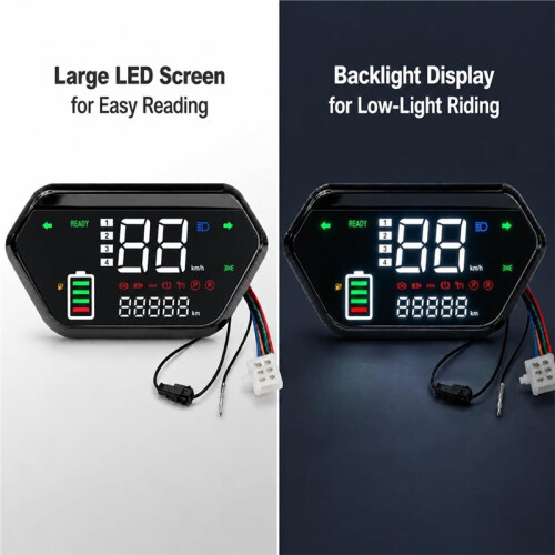 48V 60V 72V Ebike Display,Universal LED Electric Bike Screen Display Meter Backlight Waterproof E-Bike Speedometer Panel 2