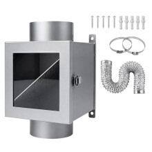 Metalen Pluizenfilterset voor Wasdroger, Inclusief 10 cm Slang, 2 Roestvrijstalen Filters en Klemmen voor Elektrische Wasdrogers