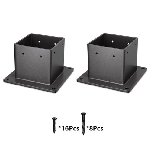 Base de Ancoragem com Flange de 4x4 Polegadas (Medidas Reais: 3,6x3,6 Polegadas) com Parafusos. Base de Metal com Flange para Poste de Cerca, Ideal 2