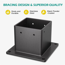 4x4"(Actual: 3.6x3.6inch) Post Flange Anchor Base with Screws Metal Flanged Fence Post Base for Deck Railing