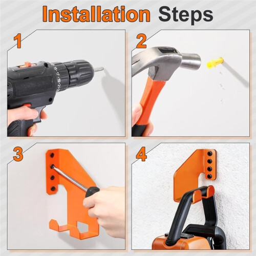 4 Pack String Trimmer Hanger Set Weed Trimmers Hooks for Heavy Duty Garage Organization Storage Shed Organizer 2