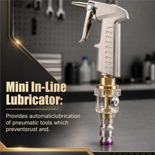 12 Pack Inline Oiler for Air Tools, 1/4" NPT Pneumatic Tool Lubricator with Transparent Polycarbonate Reservoir 2