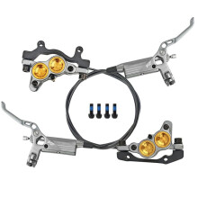 Z4 4 Piston Hydraulic Disc Brake Hydraulic Cylinders Brake Calipers for Mountain Bikes (950mm 1650mm) Titanium