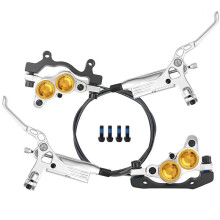 Z4 4 Piston Hydraulic Disc Brake Enlarged Hydraulic Cylinders Brake Calipers for Mountain Bikes (950mm 1650mm) Silver
