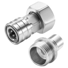 Garden Hose to Pressure Washer Adapter, Stainless Steel 3/4" GHT to 1/4" Quick Connect, 3/4" GHT Male to 1/2" Plug