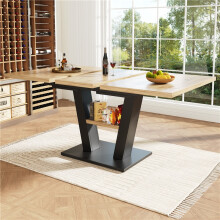 (Black) Extendable Dining Table 118-157x70x75cm