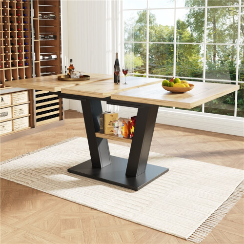 (Black) Extendable Dining Table 118-157x70x75cm