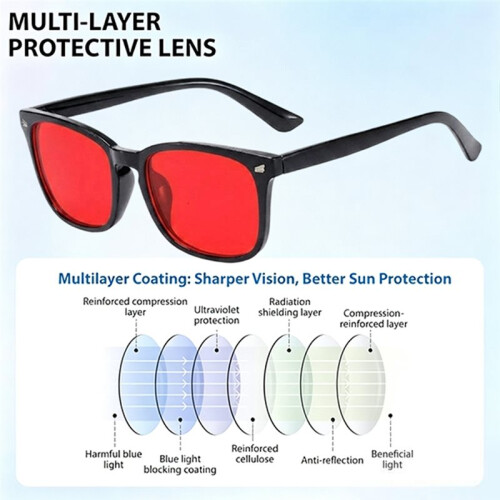 Sunglasses Advanced  Light Blocking Glasses with 7-Layer Coating for Optimal Eye Protection with Red Lenses 1