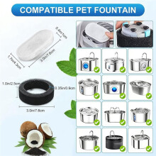 Cat Water Fountain Filter 24 Pack for 2L/67oz & 3.2L/108oz Stainless Steel Fountains, 4-Layer Filtration System