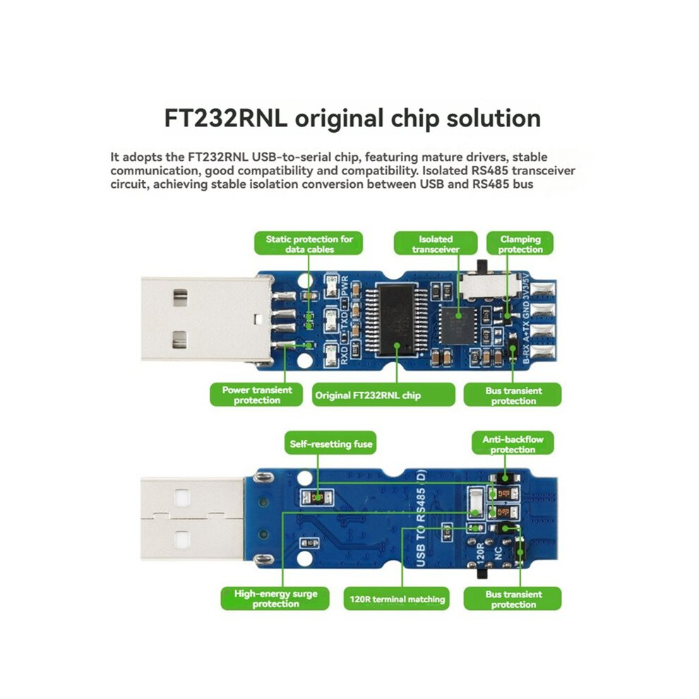 Waveshare USB to RS485 Bidirectional Converter -Board Isolated -485 ...
