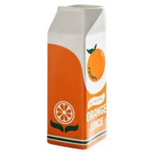 Orange Juice Carton Vase, Retro Juice Carton Vase, Decorative Item, Cute Ceramic Vase, Versatile Decorative Item