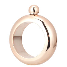 Elegant Stainless Steel Hip Flask Bangle 3.5 Oz - Chic Round Bracelet for Whiskey, Vodka Gold