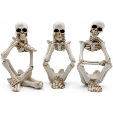 SkeletonThinker Decor Set of 3, Resin Gothic Figurines for Home Decor, Aesthetic Skull Shelf Decor, for Home, Bookshelf