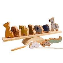 1 Jeu de Balançoire en Bois à Enfiler pour Enfants - Blocs D'Équilibre Éducatifs, Jeu D'Empilage pour la Coordination Œil-Main