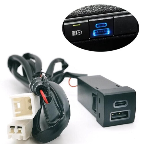 Car Charging Socket PD Type-C Socket QC3.0 USB Socket Charger Socket for  Highlander Rav4 Camry  18-22 1