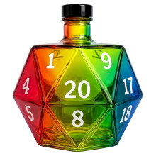 D20 Die-Shaped Glass Decanter-Rainbow Whiskey Bottle, A Polyhedral Decanter Suitable for Whiskey and Other Spirits