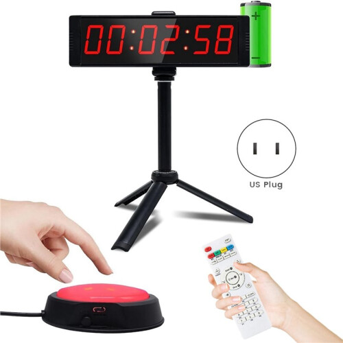 Stopwatch with Start/Stop Button, LED Digital Timer with Remote, Countdown Clock with Buzzer, Gym Clock US Plug 1