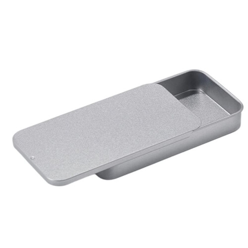 5 PCS Small Rectangular Candy Storage Tin Box for Jewelry Packaging, Metal Push-Pull Iron Case Sliver