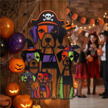 Halloween Dog Metal Art Wall Decor,Fall Decorations for Home Farmhouse Halloween Wall Hanging Sign for Front Porch
