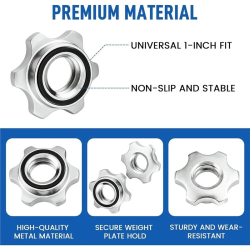 1 Inch Spinlock Collars Anti-Slip Dumbbell Hex Nut Clamps Secure Screw Collars 4pcs 2