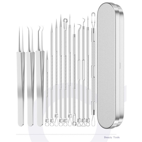14pcs Multi-Functional Cell Clips Remove Acne and Pimples Professional Blackhead Remover Kit with Stainless Steel Tools 2