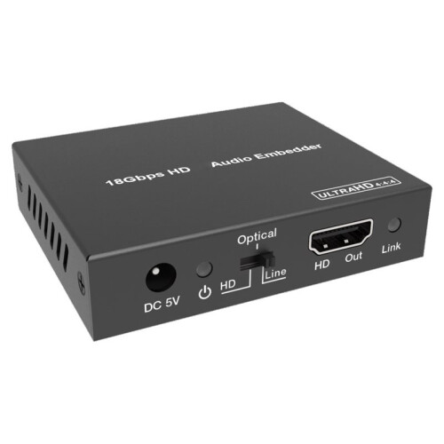-Compatible Audio Embedder 4K -Compatible Audio Inserter Optical Toslink+ Audio+Audio Converter Mixer