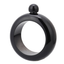 Elegant Stainless Steel Hip Flask Bangle 3.5 Oz - Chic Round Bracelet for Whiskey, Vodka Black