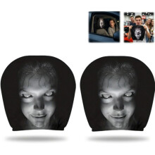 2Pcs Scary Headrest Covers for Cars,Snug Fit Car Headrest Cover, for Halloween Car Decorations & Vehicle Accessories A
