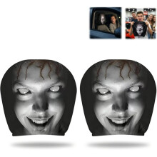 2Pcs Scary Headrest Covers for Cars,Snug Fit Car Headrest Cover, for Halloween Car Decorations & Vehicle Accessories B