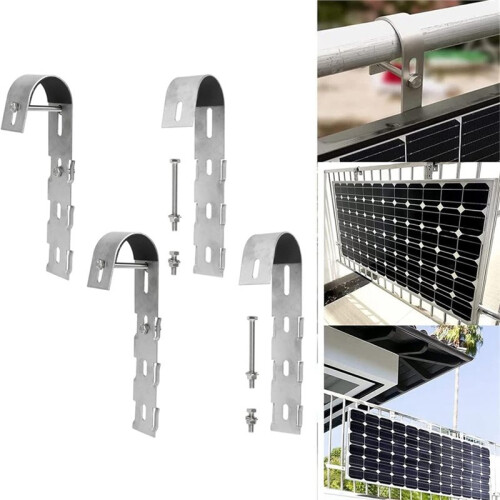 2 Pieces Solar Panel Bracket Hooks Adjustable Photovoltaic Panel Mounting Hook for Balcony Railing Holder 2