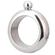 Elegant Stainless Steel Hip Flask Bangle 3.5 Oz - Chic Round Bracelet for Whiskey, Vodka Sliver
