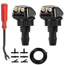 Kit de 10 Piezas de Boquillas para Limpiaparabrisas, Chorro Dual Ajustable con Manguera, Conjunto Universal de Limpiaparabrisas para Coches, SUV,
