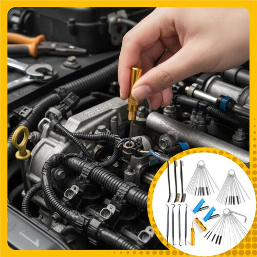 Carburetor Cleaner Kit Torch Tip Cleaner Set with Brushes Hooks Scraper and Aluminum Cases